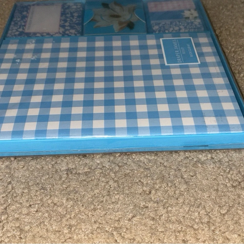 Draper James Book Club Kit Sticky Notes Journal Set Light Blue Check Print New